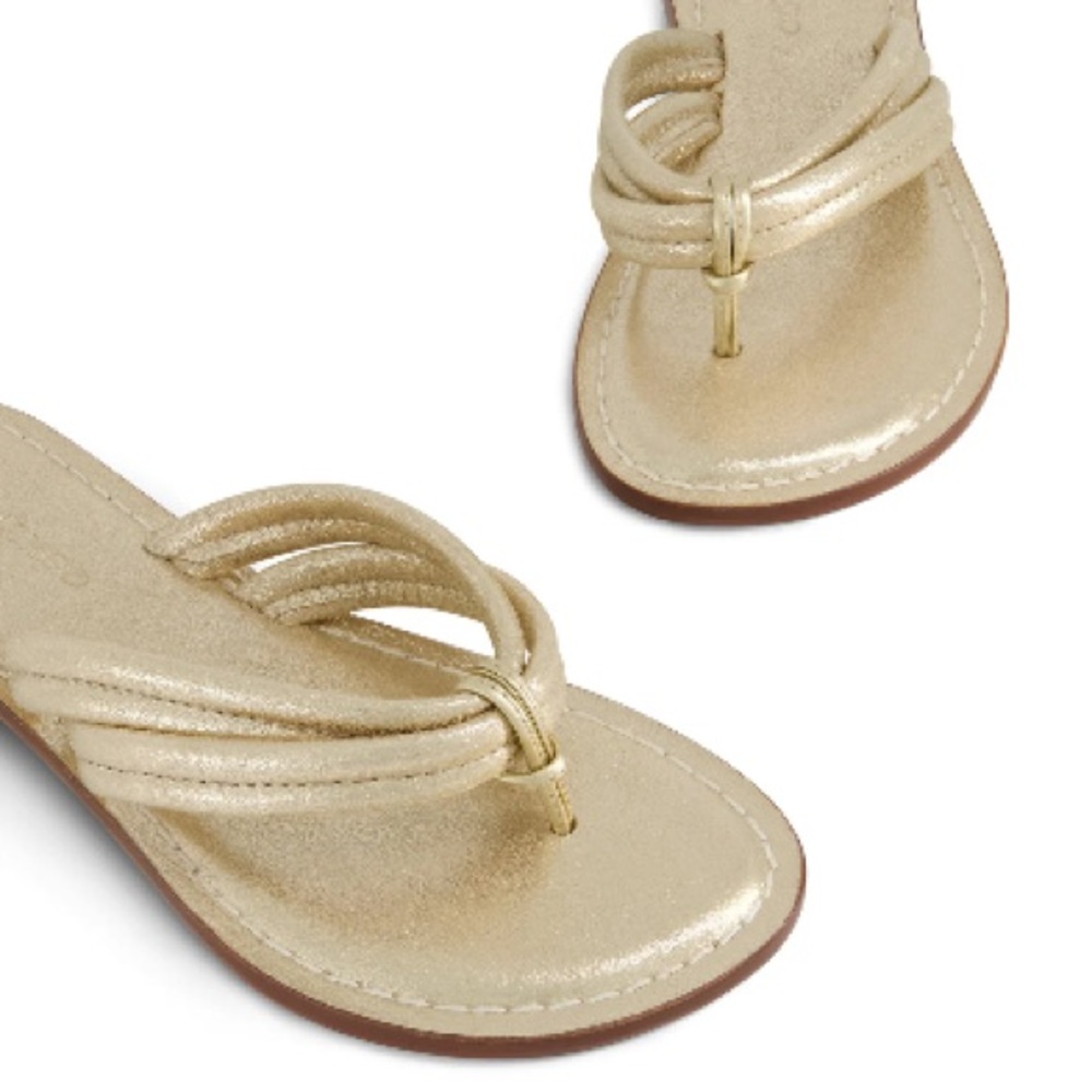 Bernardo Metallic Gold Strappy Thong Sandals